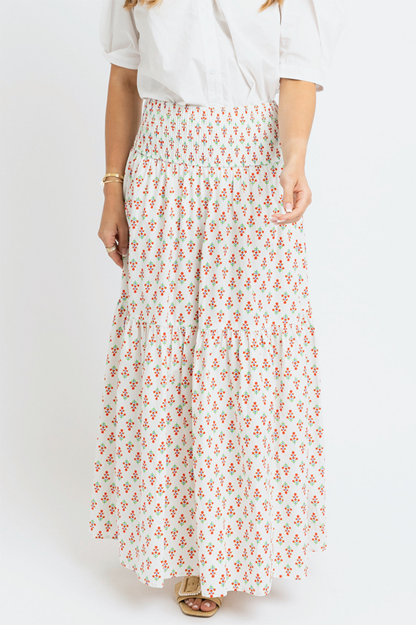 Digital Floral Smocked Waistband Skirt