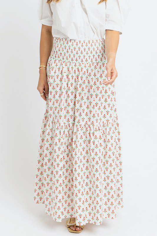 Digital Floral Smocked Waistband Skirt