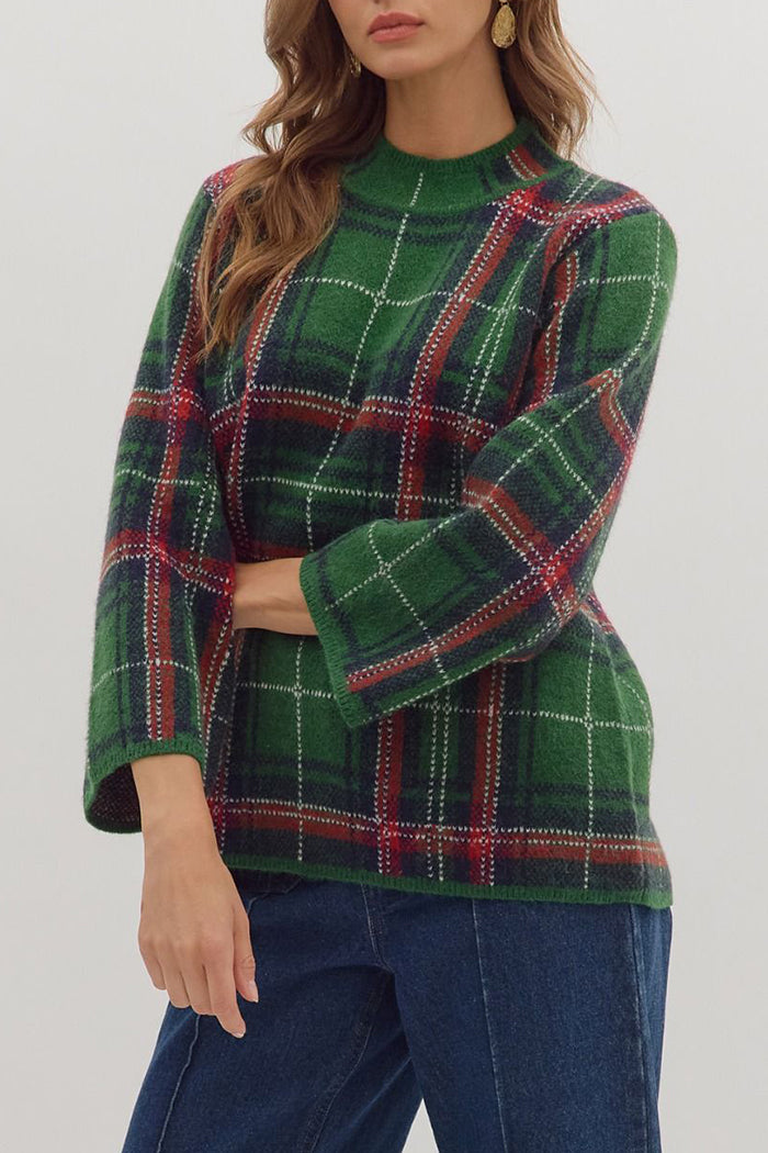 Traditional Plaid Knit Sweater