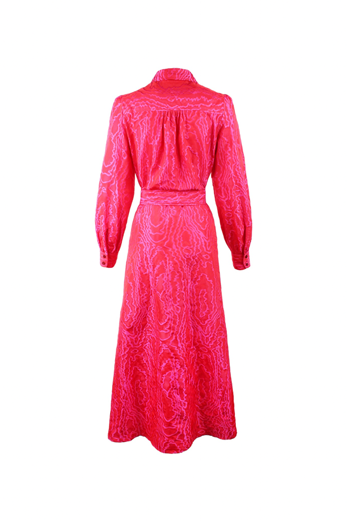 Patterned Button-Front Belted Maxi Dress