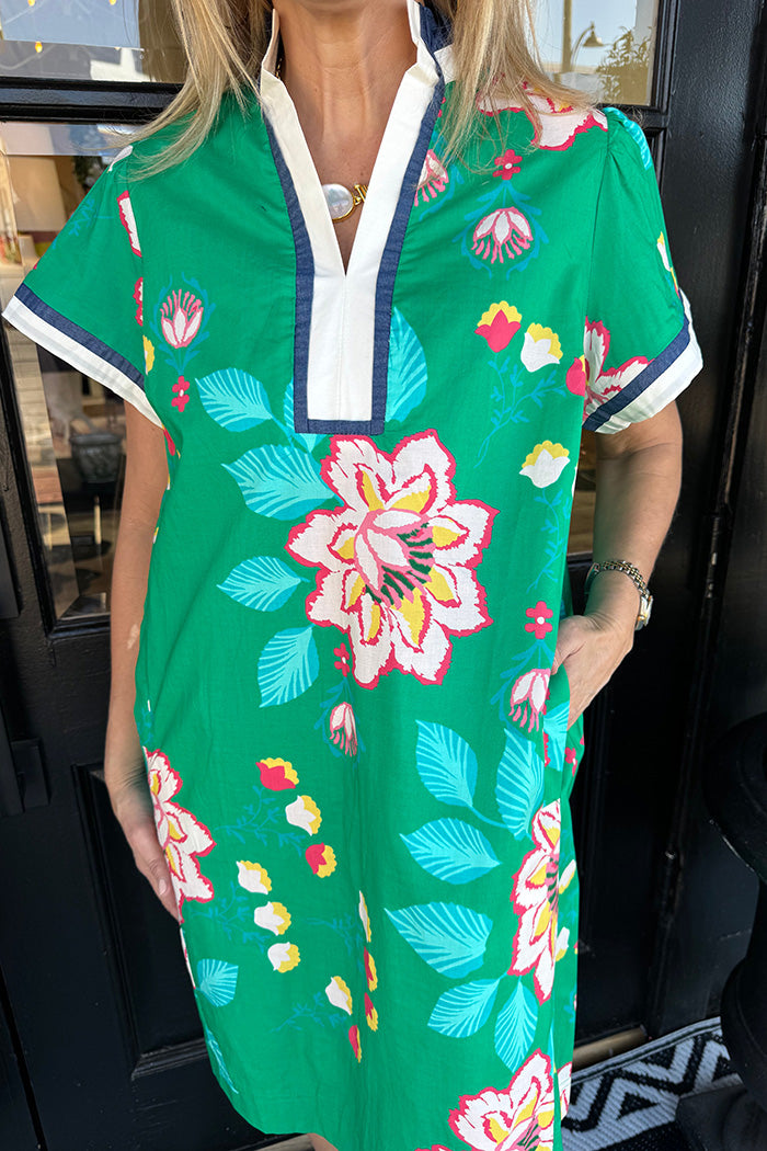 Short Sleeve Pocketed Floral Dress