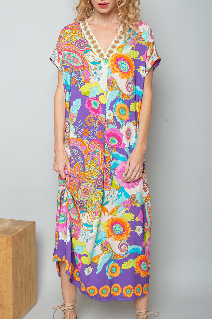 Paisley Print Pocket Maxi Dress