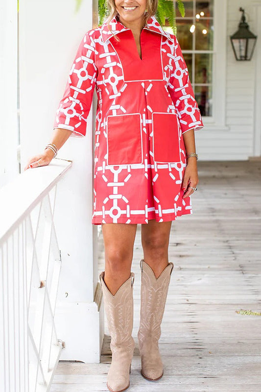 Butterfly Collar Pocket Dress