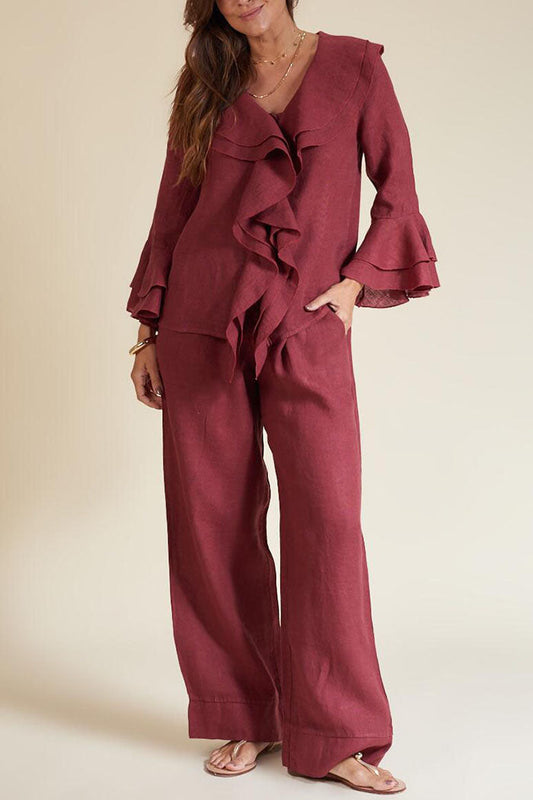 Casual Solid Color Pant Set