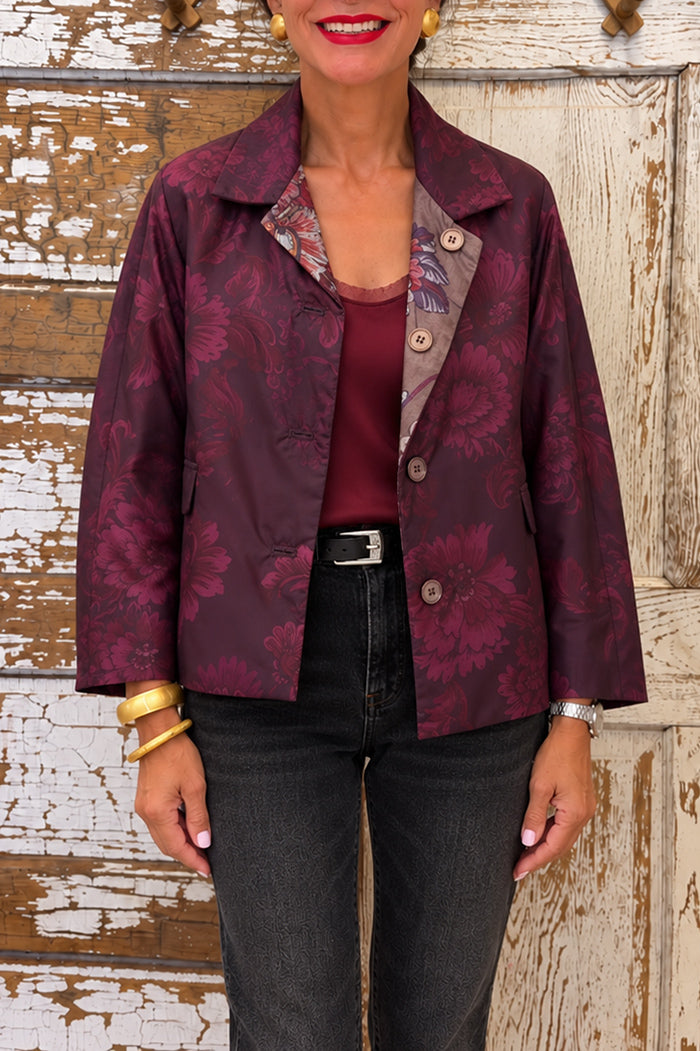 Purple Floral Reversible Puffer