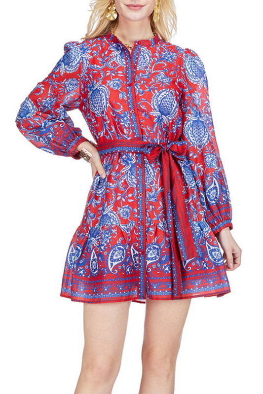 Button Front Flutter Hem Dress