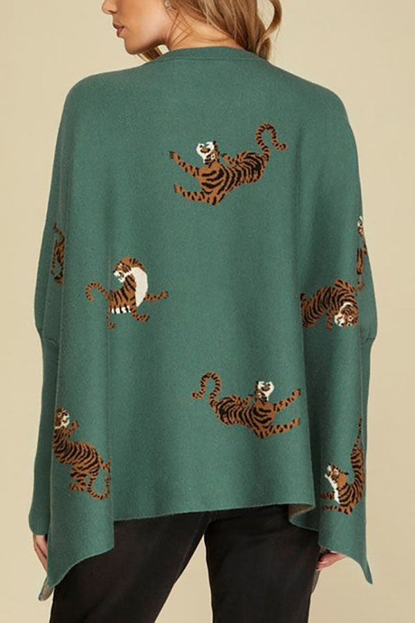 Animal Print Slit Sweater