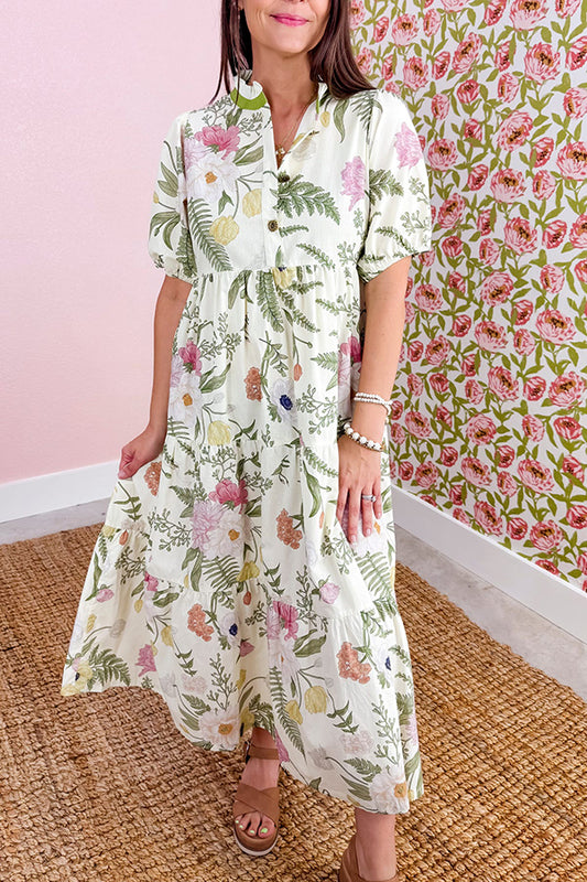 Pleated Hem Floral Dress