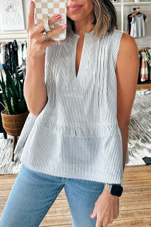 Casual Striped Sleeveless Top