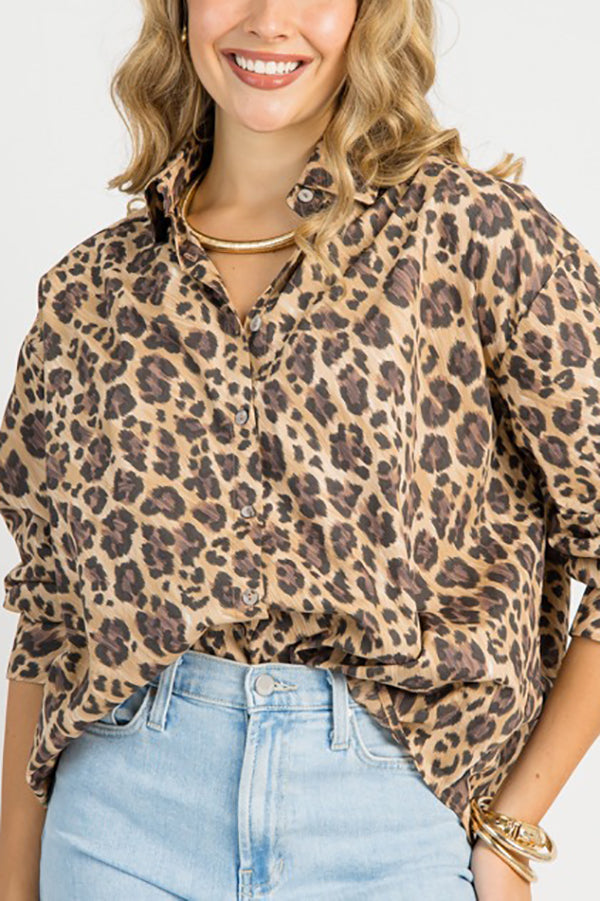 Leopard Button Down Top