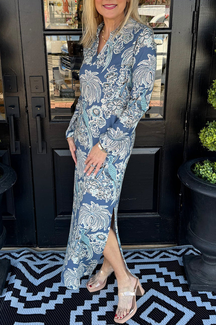 Long Sleeve Printed Midi Dress