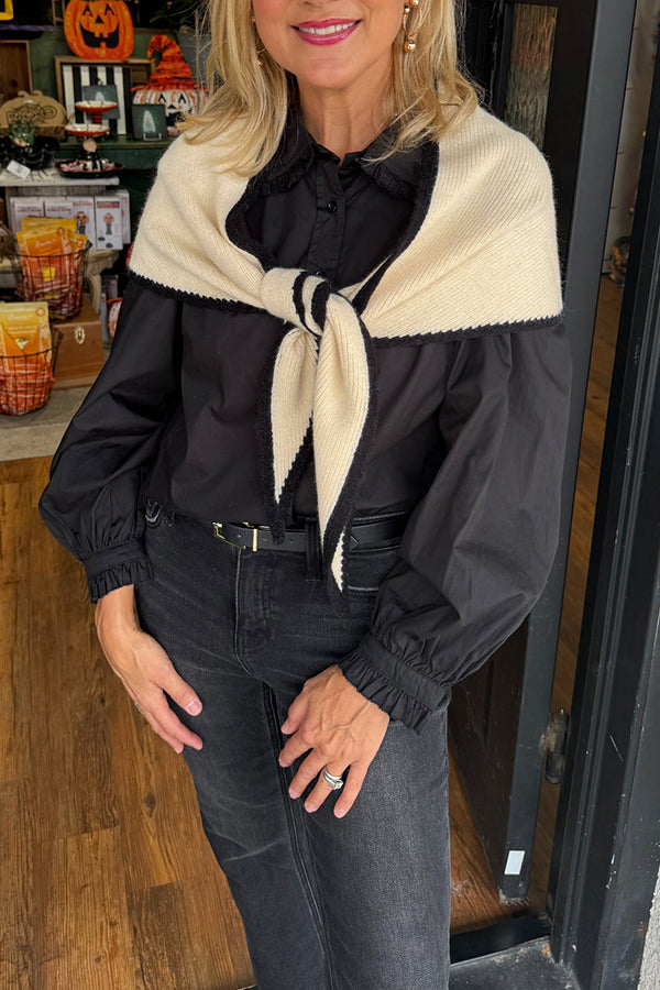 Contrast Border Triangle Scarf