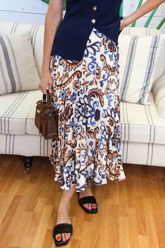 Casual Bold Printed Pleat Skirt
