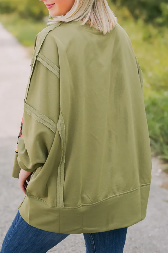 Casual Patching Pumpkin Top