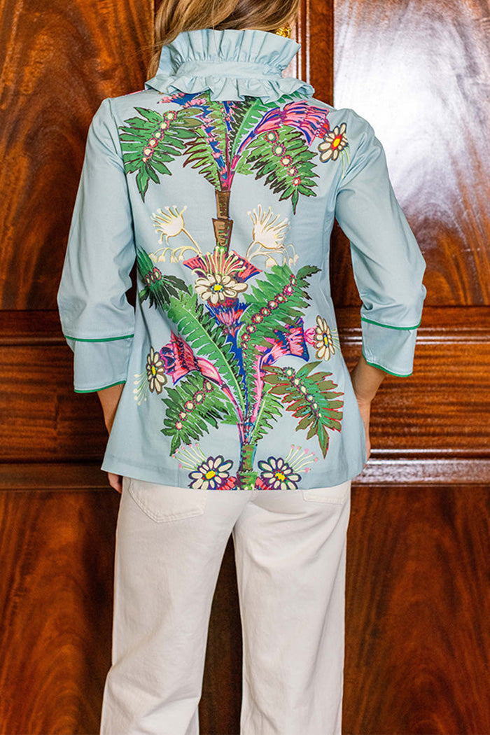 Ruffle Collar Floral Top