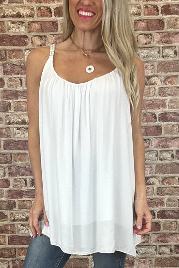 Casual Pleated Strappy Top