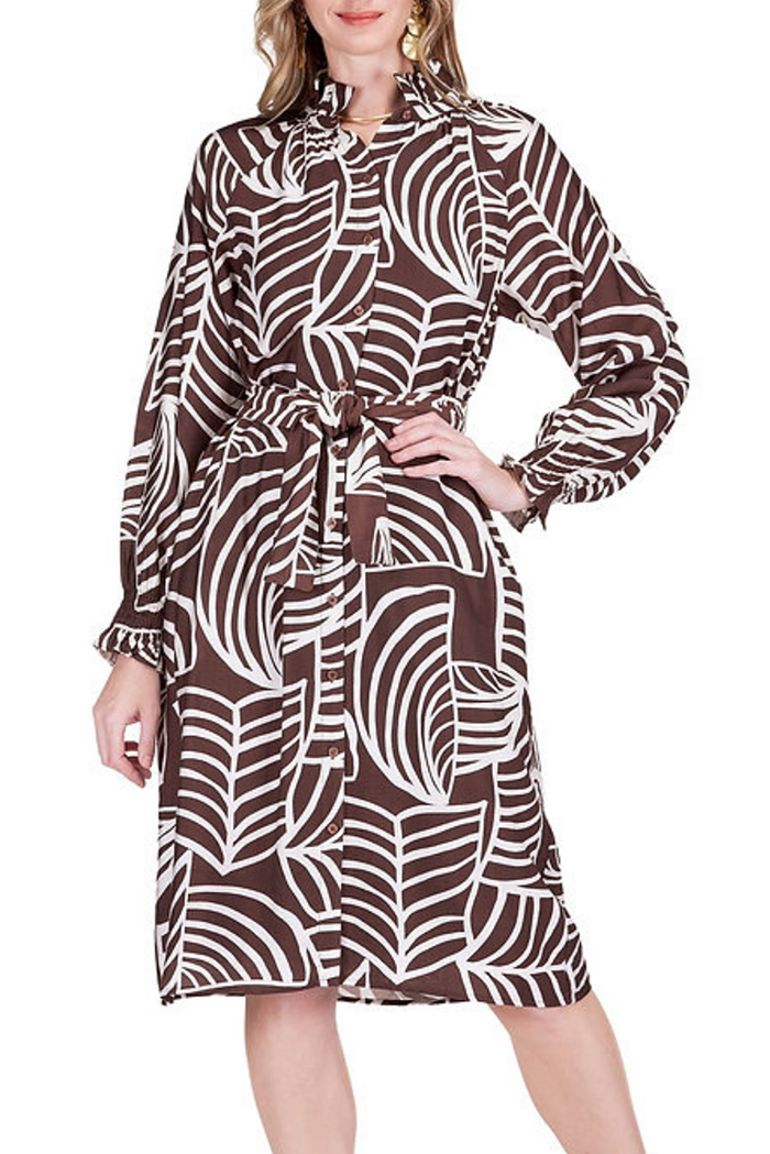 Gather Neck Fern Dress