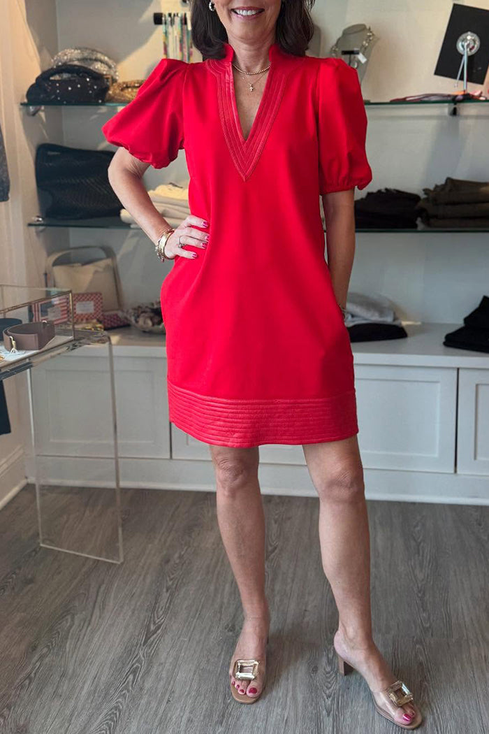 Faux Leather Trim Dress