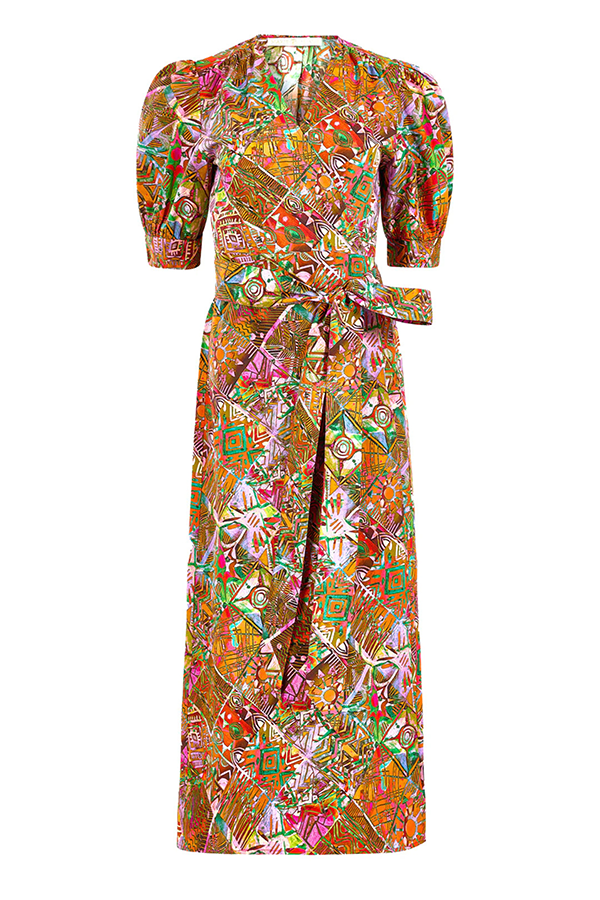 Retro Patterned Belt Dress