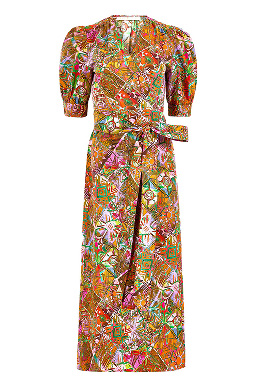 Retro Patterned Belt Dress