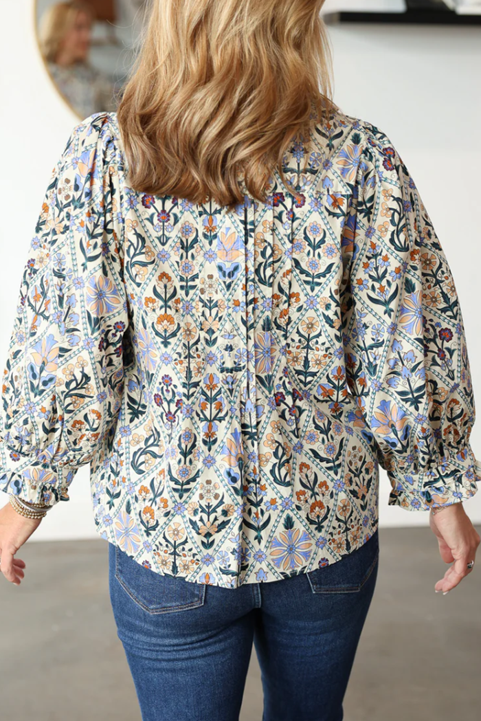 Floral Pattern Long Sleeve Top