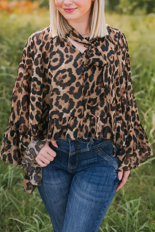 Ruffled Animal Pattern Top
