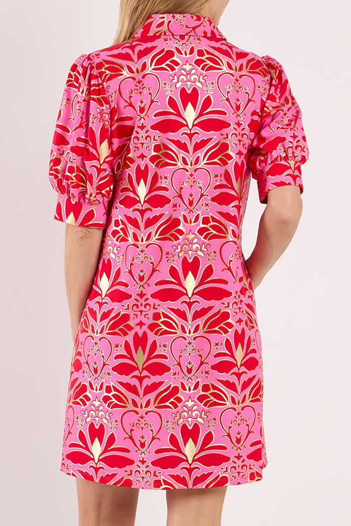 Floral Puffed Sleeve Pocket Dress