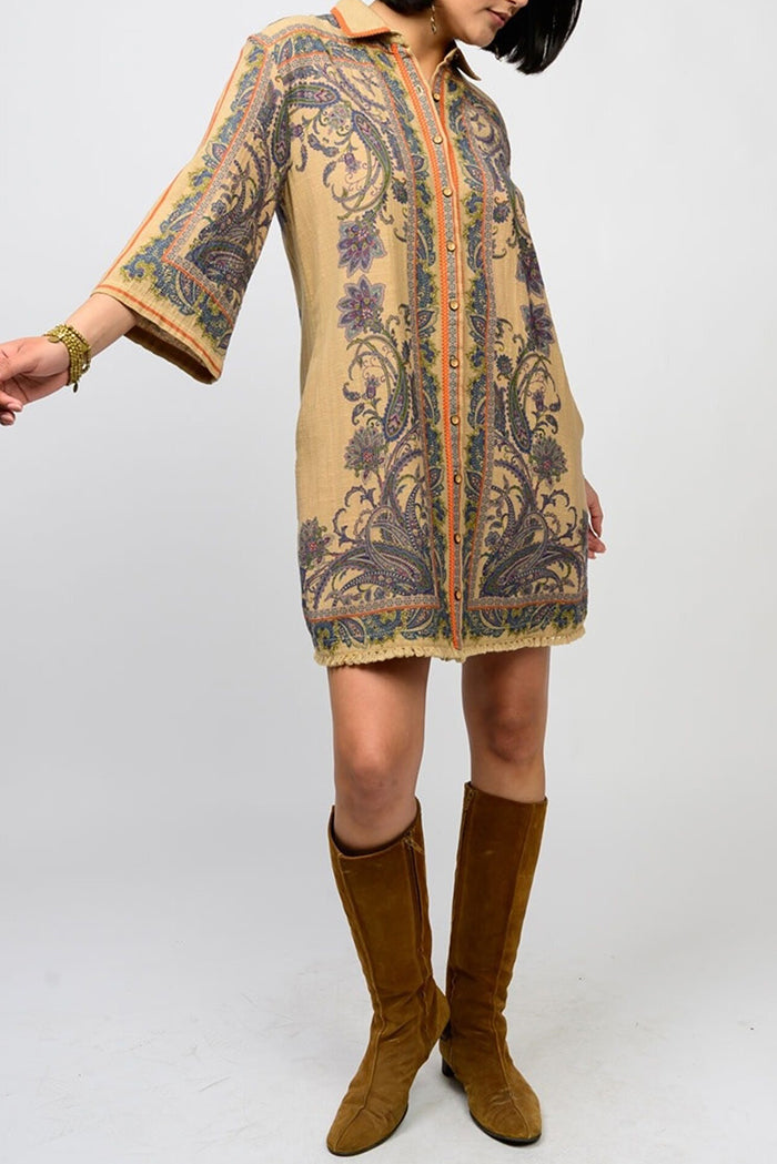 Casual Paisley Border Shirtdress
