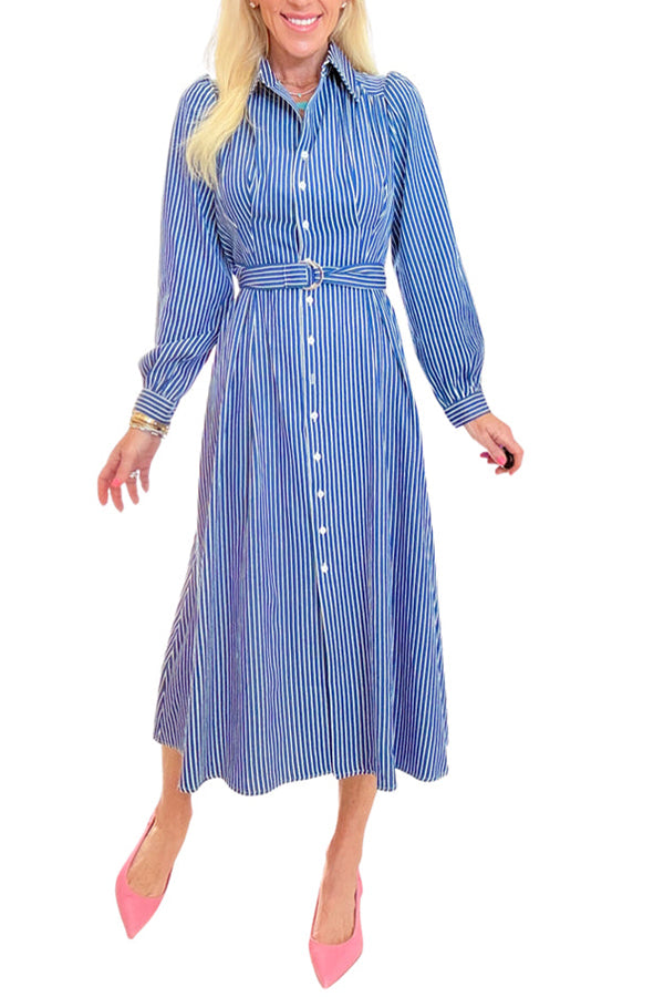 Stripe Puff Sleeve Dress