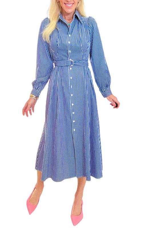 Stripe Puff Sleeve Dress