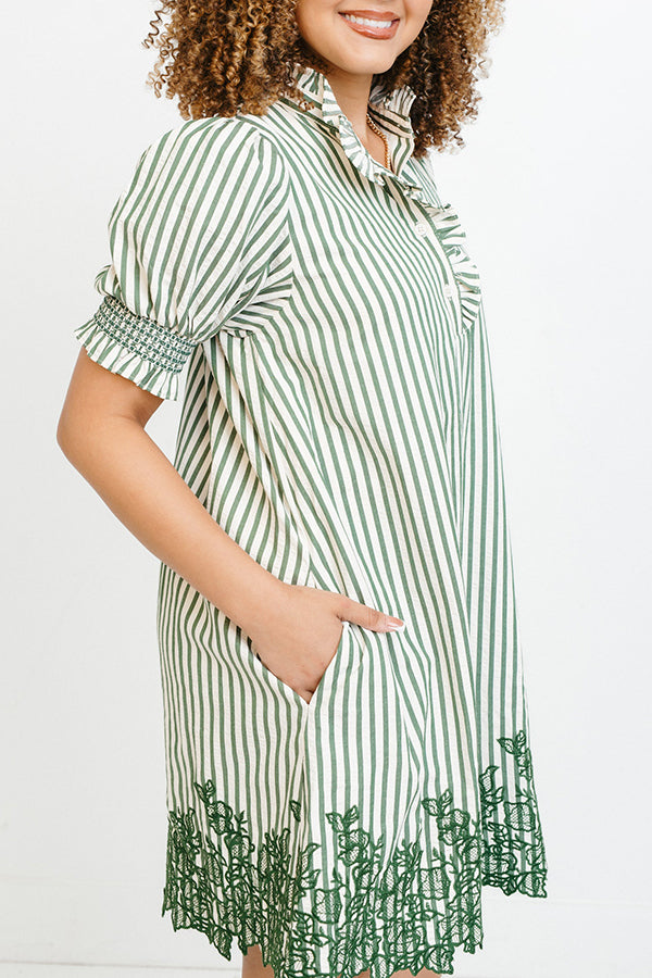 Ruffles Collar Puff Sleeves Dress