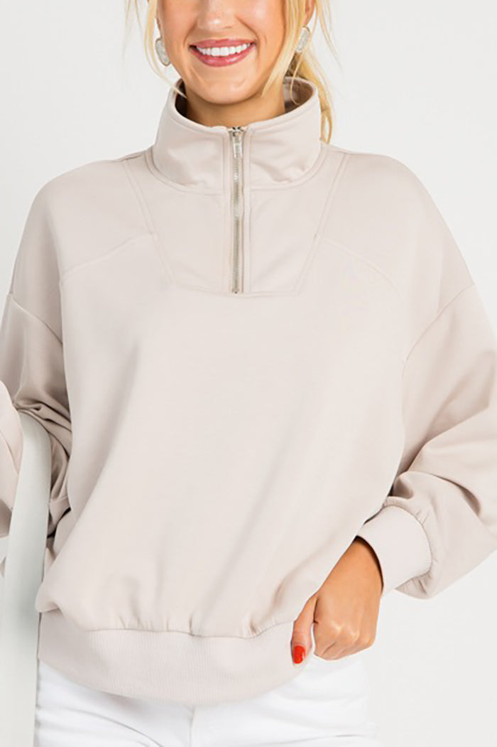 Solid Color Quarter Zip Pullover