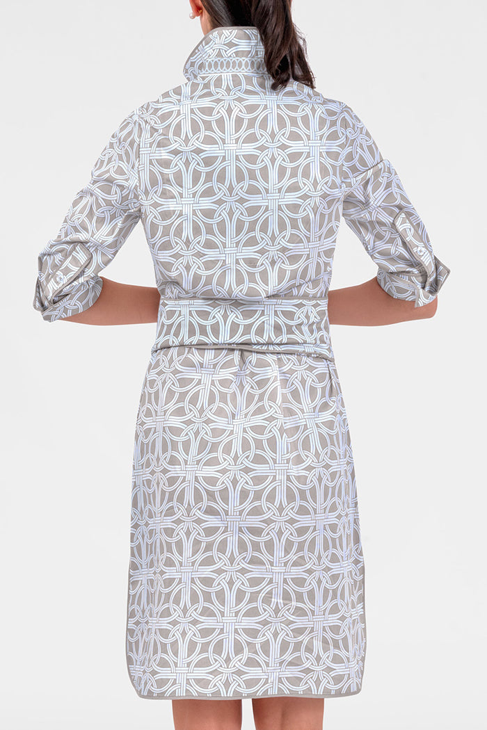 Belted Pastel Printed Shirt Dress