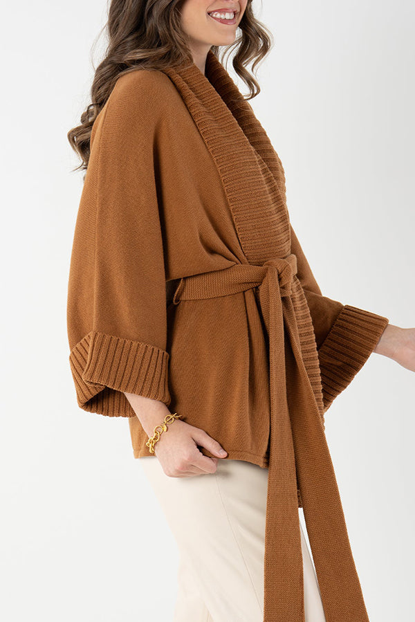 Chunky Rib Knit Trim Cardigan