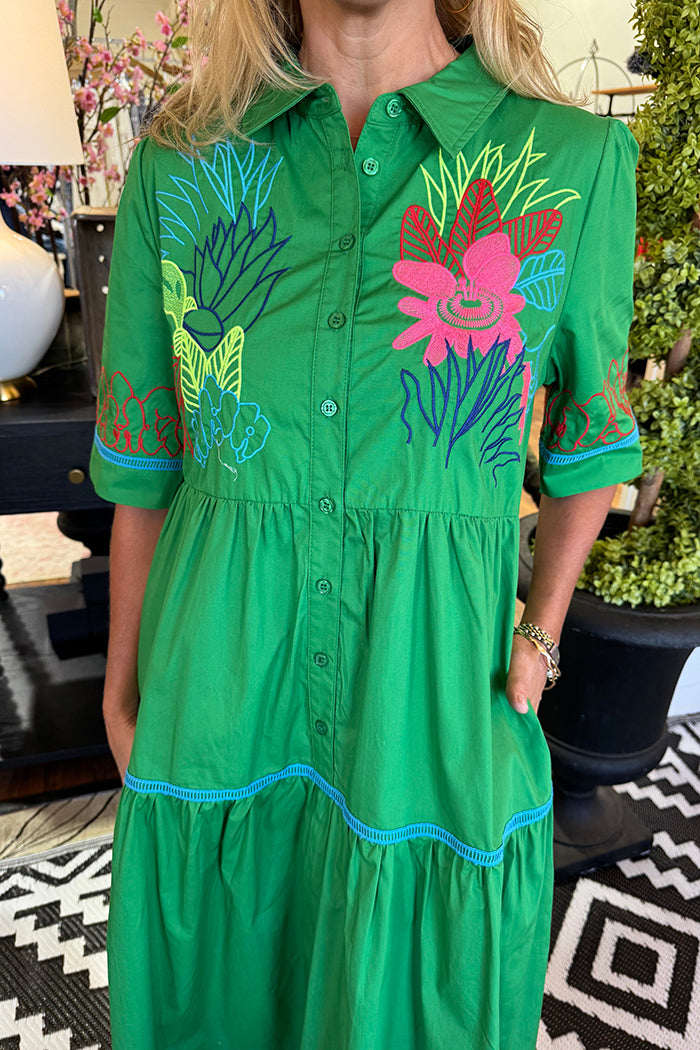 Floral Embroidered Pocket Dress