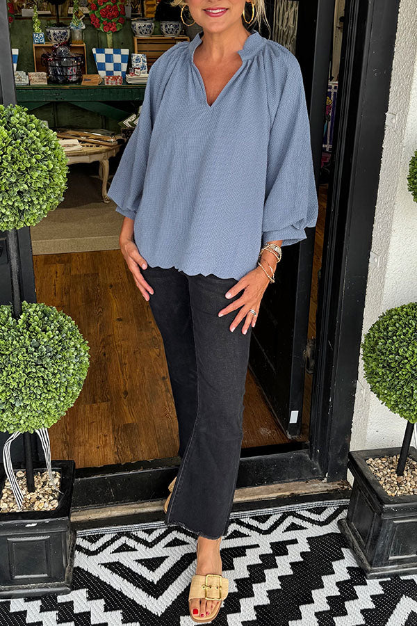 Casual Scallop Hem Top