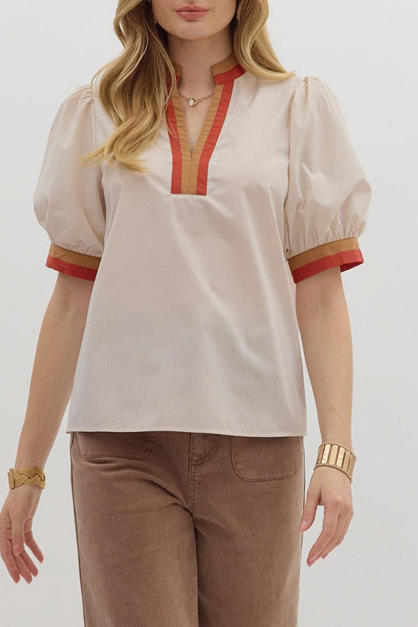 V-Neck Puff Sleeve Top
