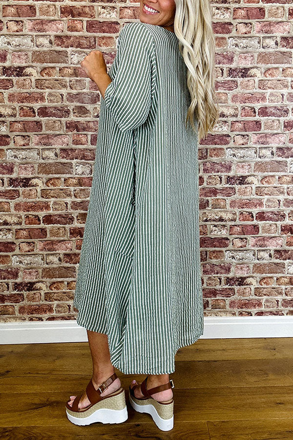 Casual Pocket Stripes Dress