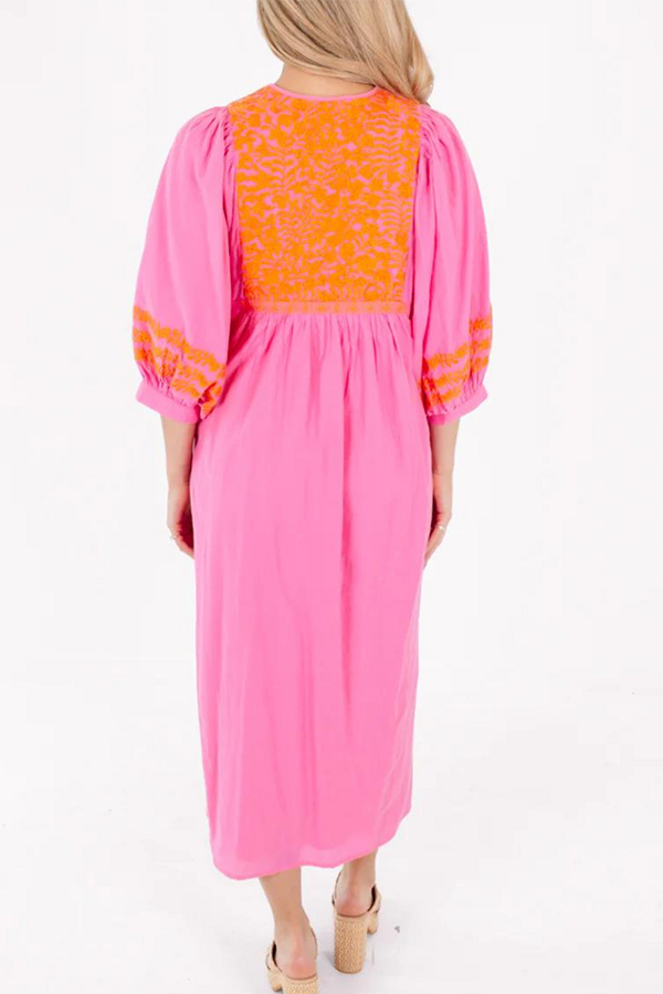 Embroidered Detail Pockets Dress