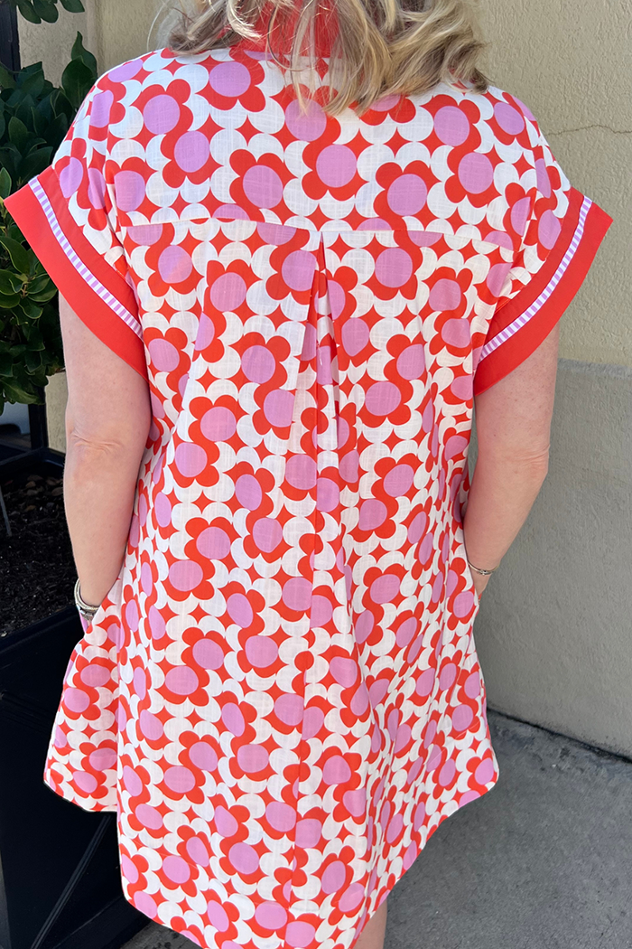 Contrast Trim Pocket Tunic Dress