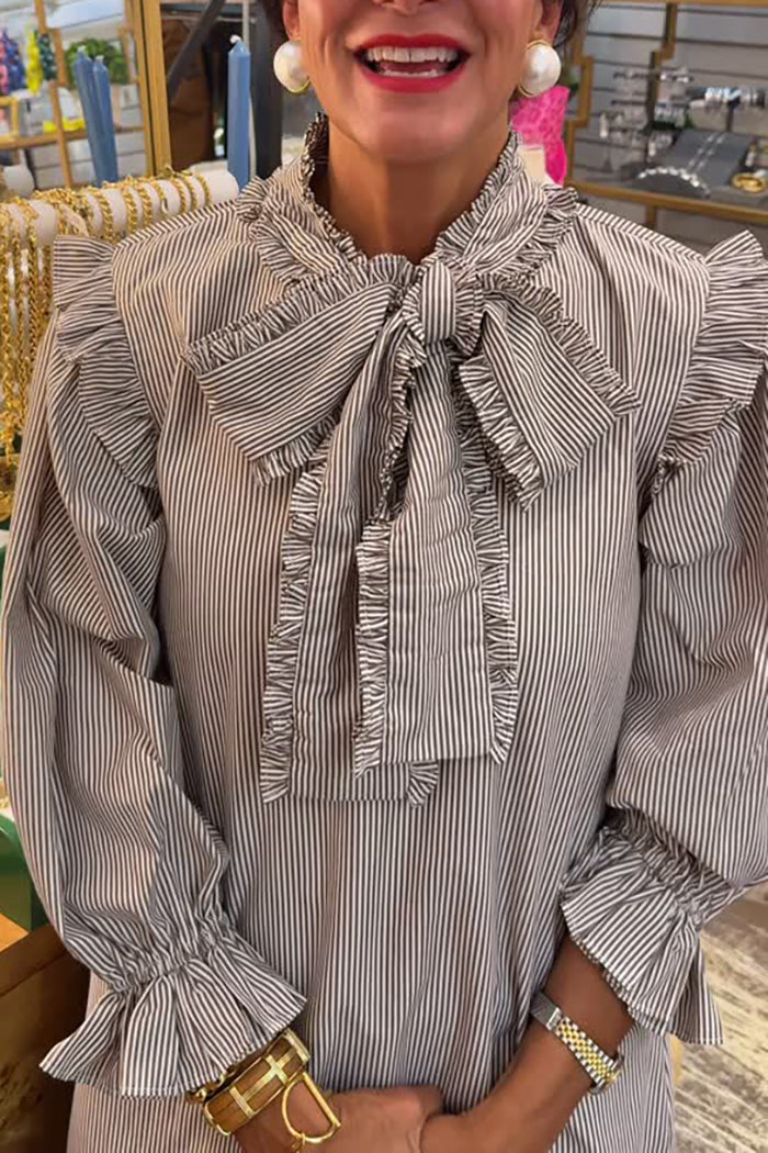 Bow Led Striped Dress