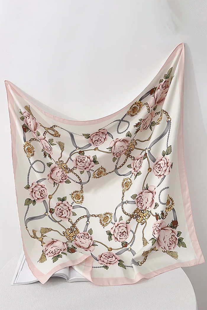 Floral Scarf With Scarf Ring