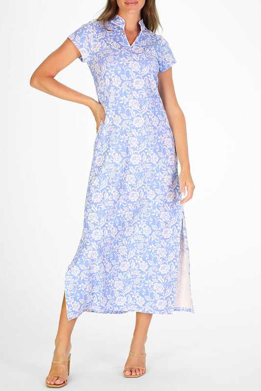 V-Neck Side Slits Floral Maxi Dress