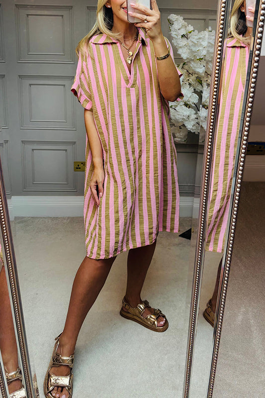 Casual V-Neck Striped Dress