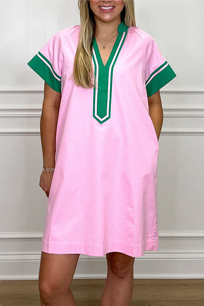 Contrast Trim Pocket Dress