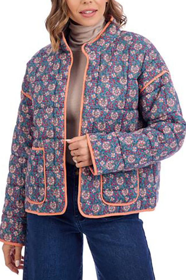 Casual Floral Quilted Jacket