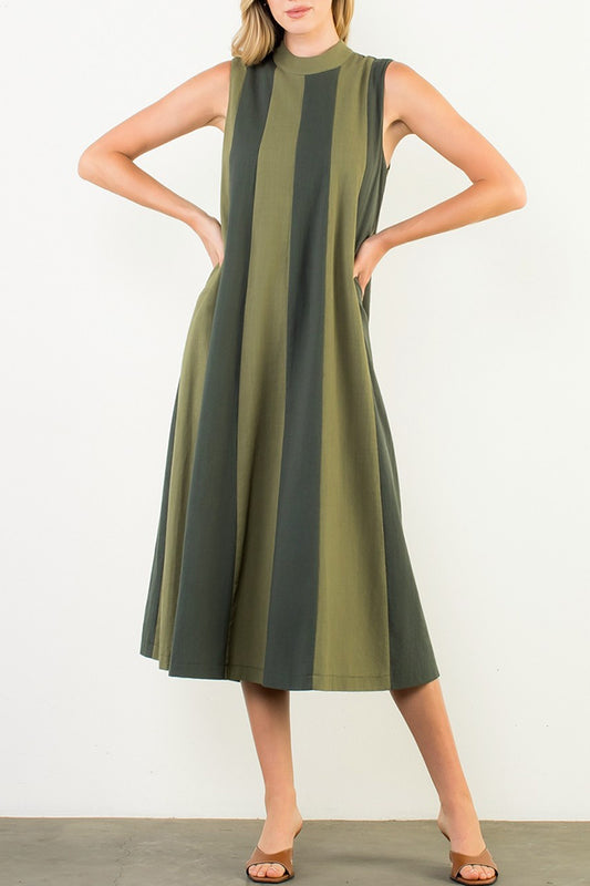 Casual Sleeveless Striped Dress