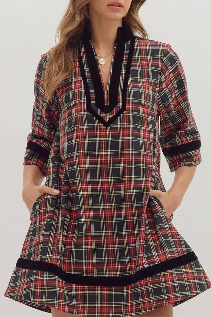Casual Plaid Tunic Dress