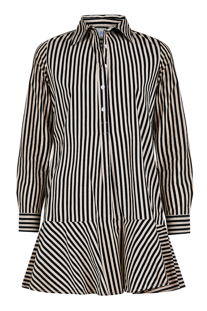 Stripes Ruffles Hem Dress