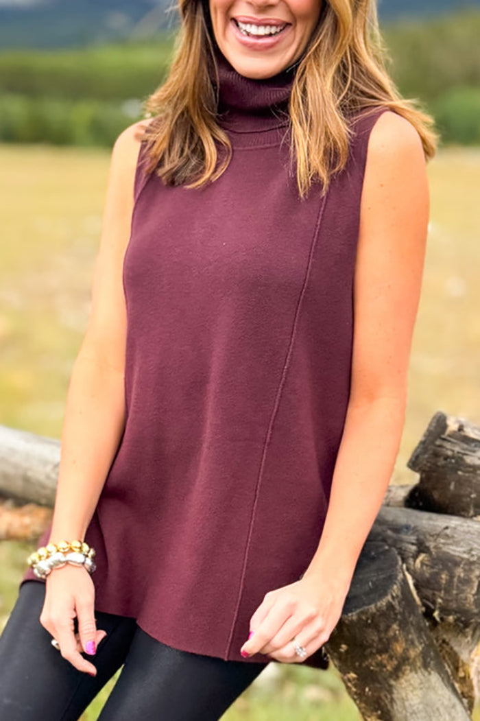 Sleeveless Mock Neck Sweater